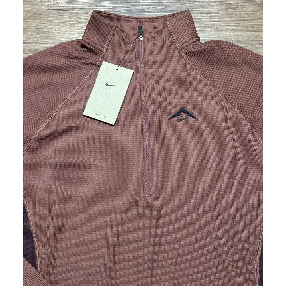 Nike Trail Mens Dri-FIT Half Zip Running Pullover Brown (FV9994-218) Sz S